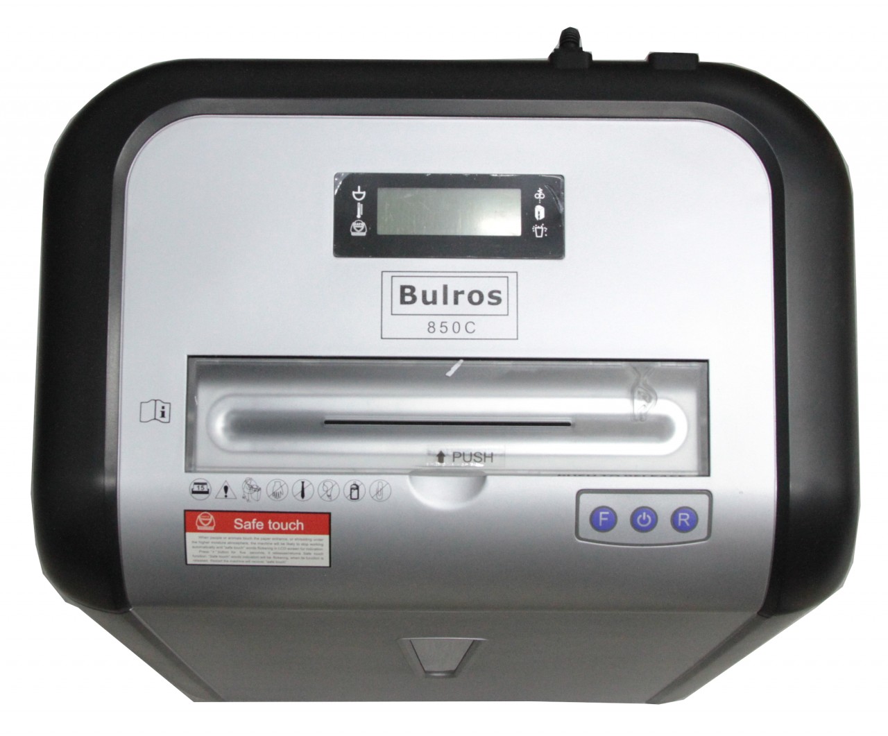 Шредер Bulros 850C, 2x10 мм, чёрный/серебро дверь, верх